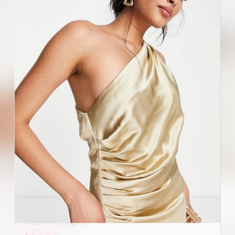 Amelia One Shoulder Ruched Satin Dress